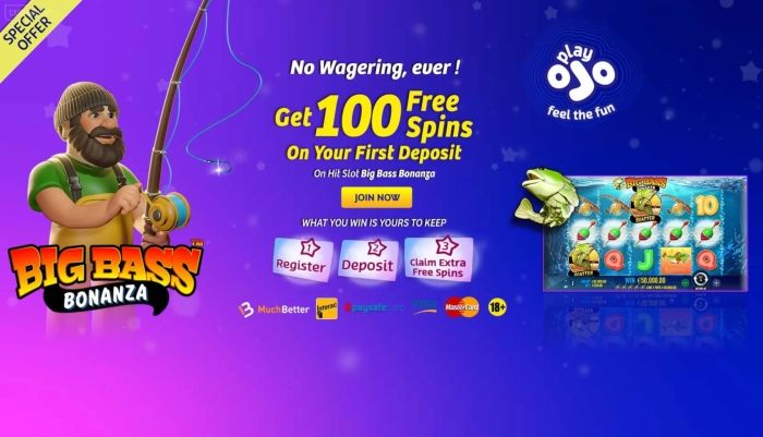 PlayOJO 100 Free Spins on Sign Up
