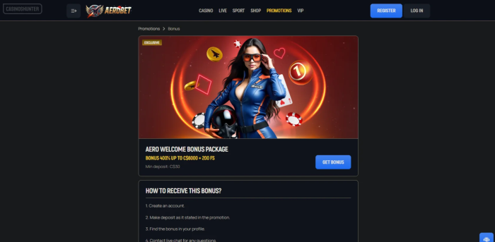 Aerobet Casino Welcome Bonus