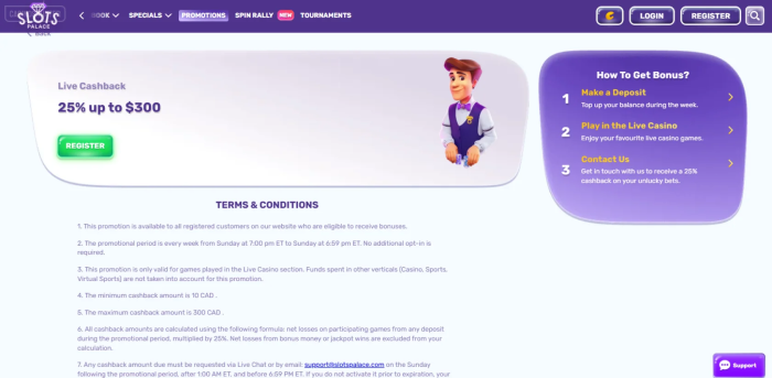 SlotsPalace Casino Live Cashback