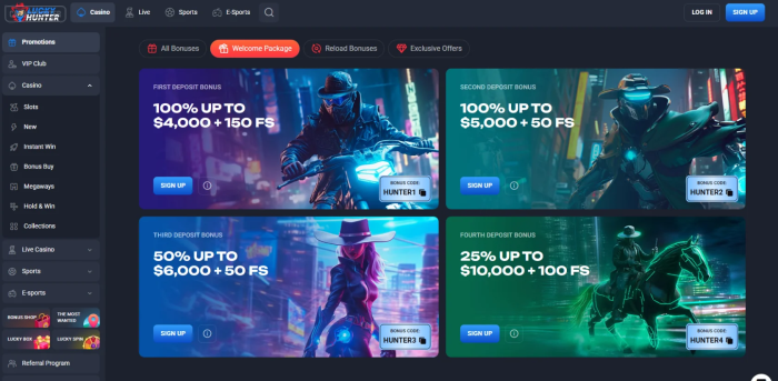 Lucky Hunter Casino Welcome Bonus