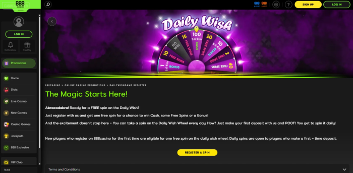 888 Casino Daily Wish