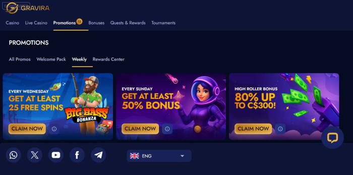 Gravira Casino Reload Bonuses