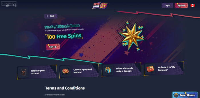 SpinLander Casino 100 Free Spins
