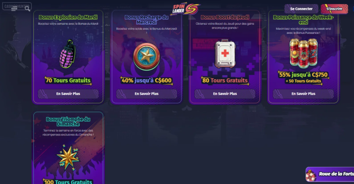 Bonus Spin Lander pour les clients existants