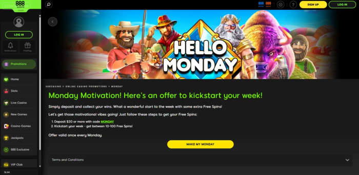 888 Casino Monday Bonus