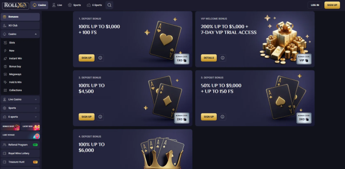 RollXO Casino Welcome Bonus