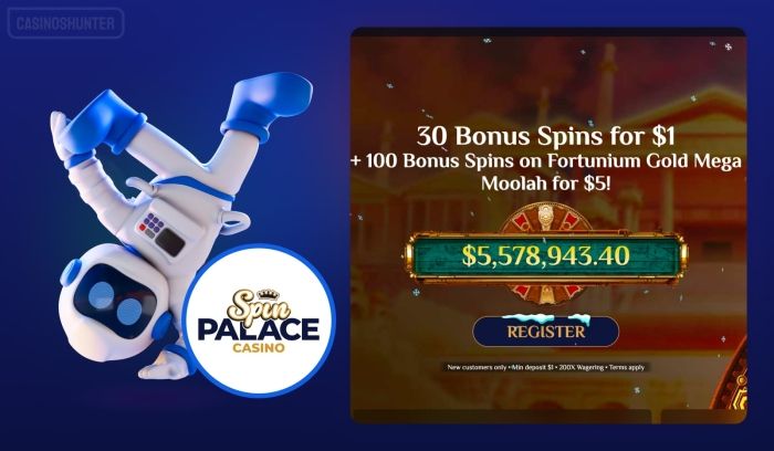 Spin Palace - 30 Free Spins for C$1