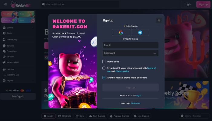 Rakebit Casino Sign Up