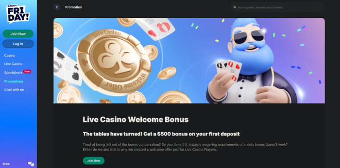 Casino Friday Live Welcome Bonus
