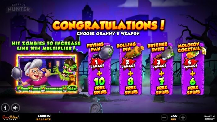GrannyVSZombies Free Spins Volatility Choice