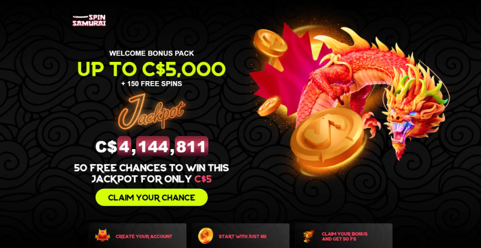 Spin Samurai Casino 50 Fs for $5
