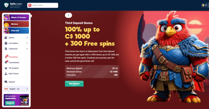 Safe Casino Third Deposit Bonus