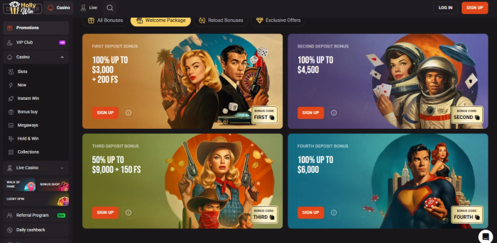 Hollywin Casino Welcome Package