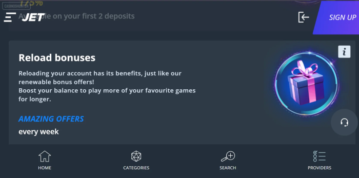 JET Casino Weekly Free Spins
