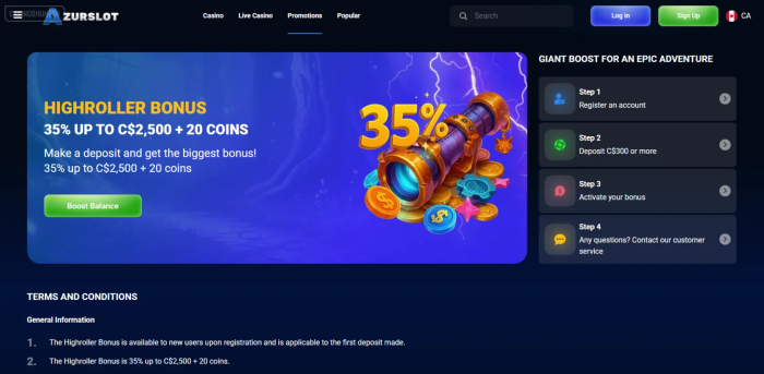 AzurSlot Casino HighRoller Bonus