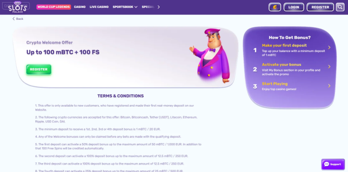 SlotsPalace Casino Crypto Welcome Bonus