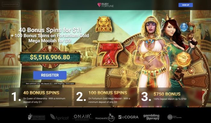 Claim 40 Free Spins from Ruby Fortune for $3