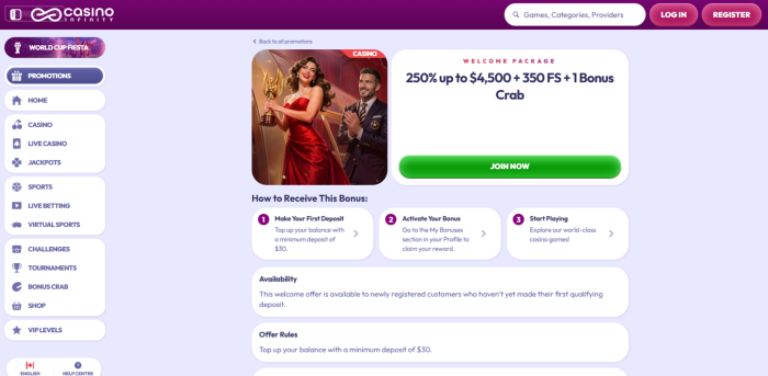 Casino Infinity Welcome Package