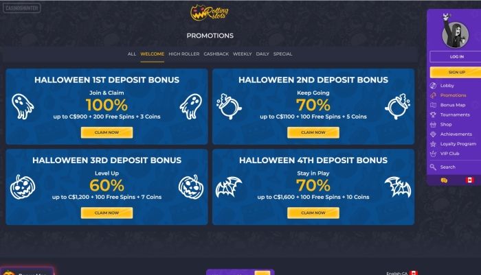 Rolling Slots Welcome Bonuses for New Players