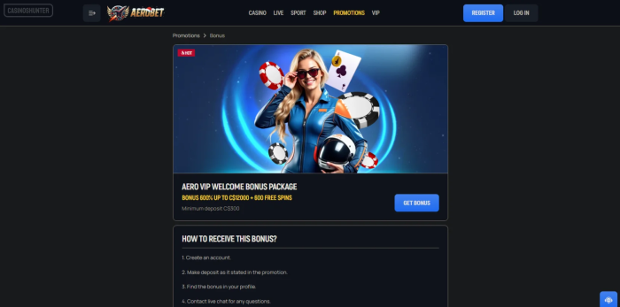 Aerobet Casino Welcome VIP Bonus