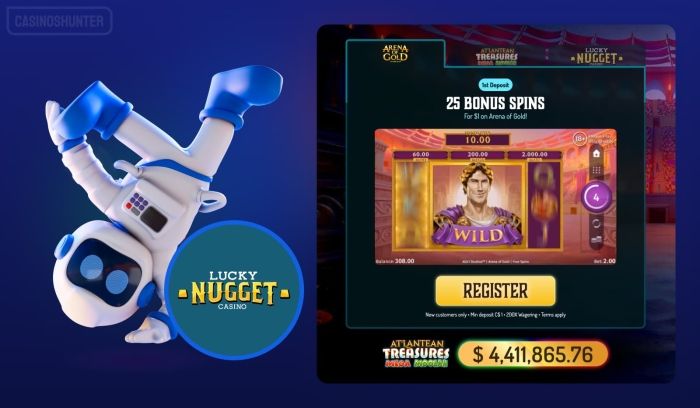 Lucky Nugget Casino - 25 Free Spins for C$1