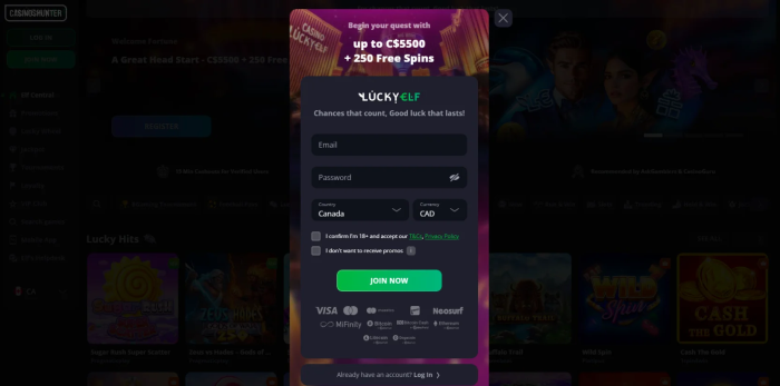 Lucky Elf Casino Sign Up