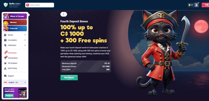Safe Casino Fourth Deposit Bonus