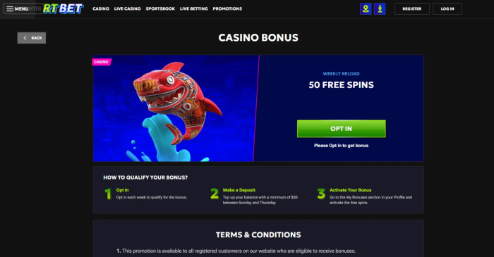 RTBet Weekly Reload 50 Free Spins