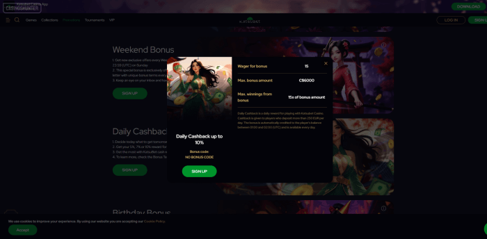 Katsubet Casino Daily Cashback