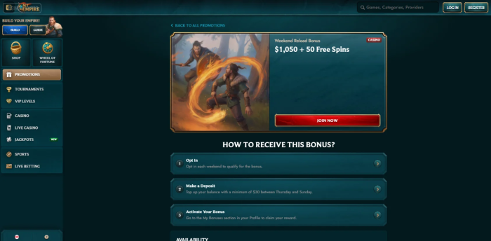MyEmpire Weekend Reload Bonus