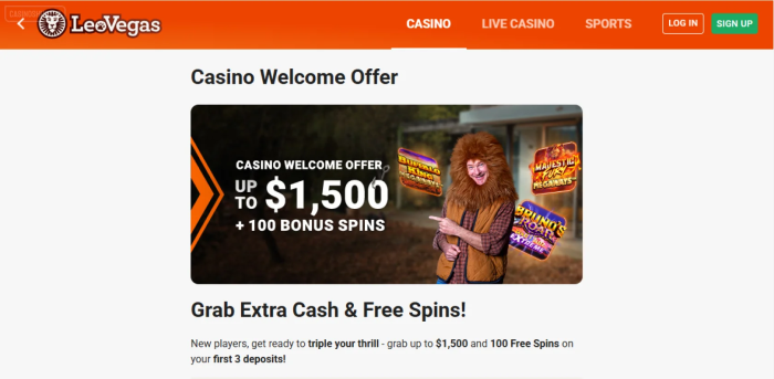 LeoVegas Casino Welcome Bonus