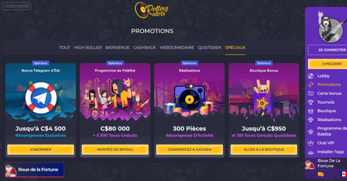 Bonus Rolling Slots pour les joueurs existants