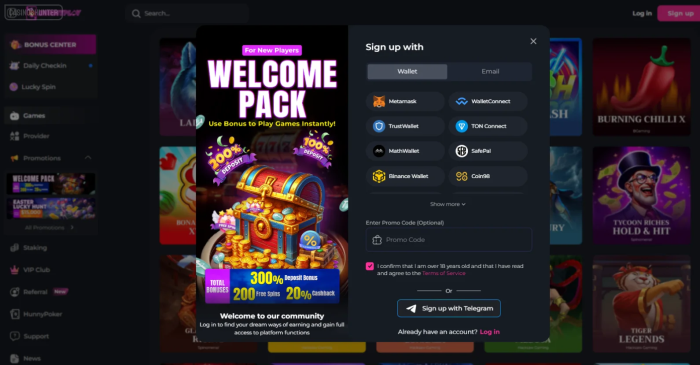 HunnyPlay Casino Sign Up