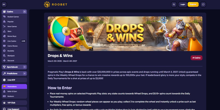Roobet Casino Drops & Wins
