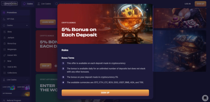 Spirit Casino Crypto Bonus
