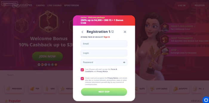 CasinoInfinity Sign Up