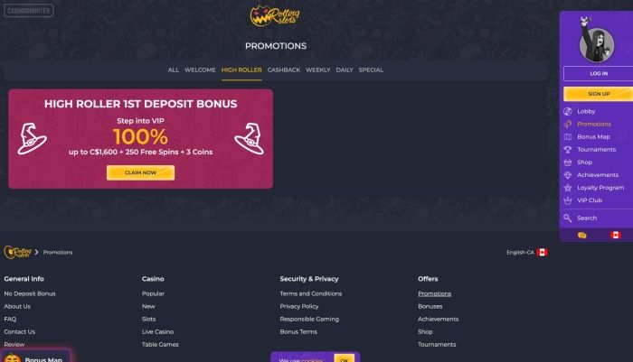 High Roller First Deposit Bonus