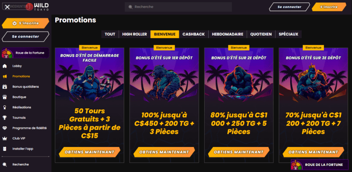 Wild Tokyo Casino Bonus de bienvenue
