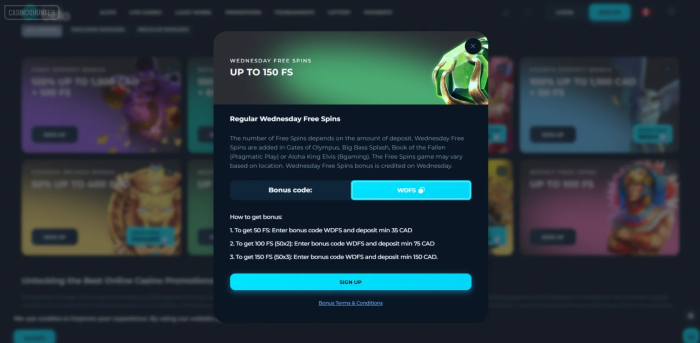 CasinoBello Casino Wednesday Free Spins