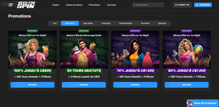 Need for Spin Bonus de bienvenue