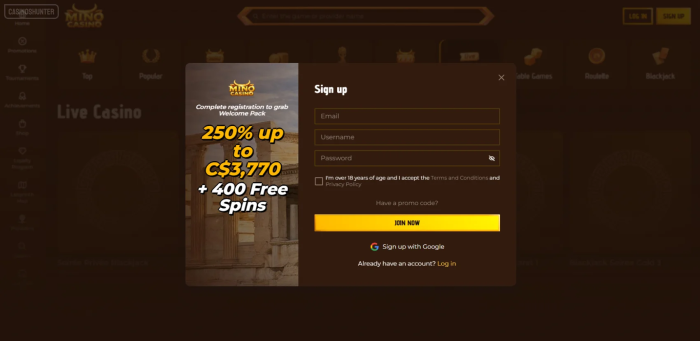 Mino Casino Sign Up