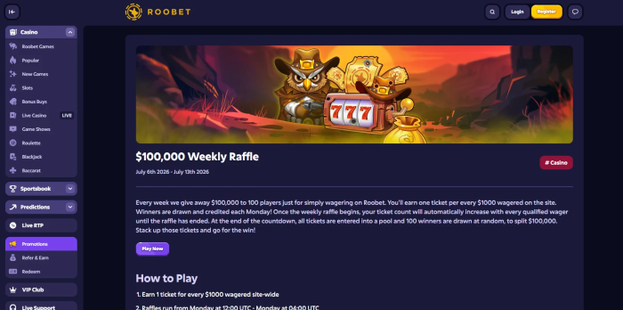 Roobet Casino Weekly Raffle
