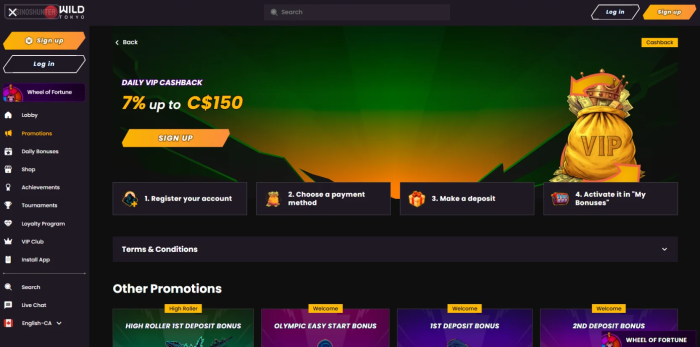 Wild Tokyo Casino Cashback