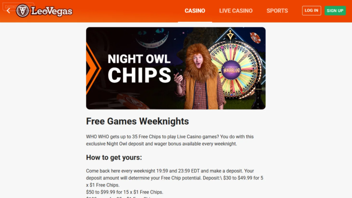LeoVegas Casino Night Owl Chips