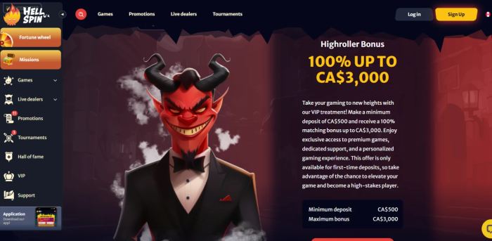 HellSpin Casino High Roller Bonus