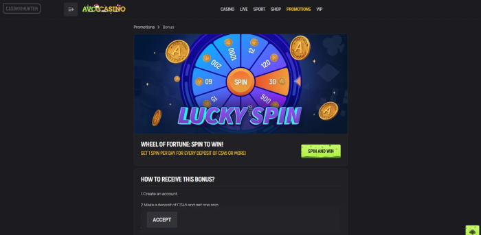 Avocasino Wheel of Fortune