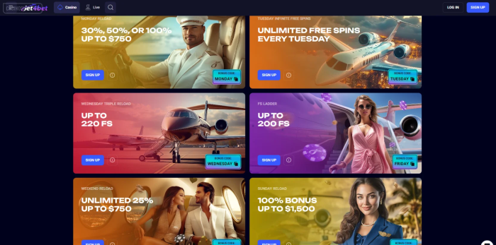 Jet4Bet Reload Bonuses