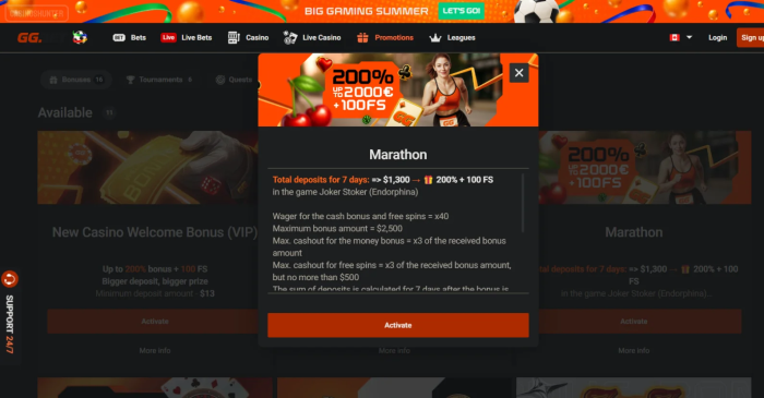 GG.BET Casino Marathon Bonus