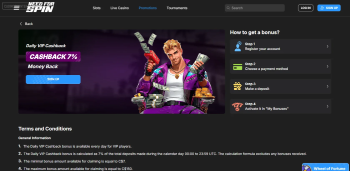 Need For Spin Cashback