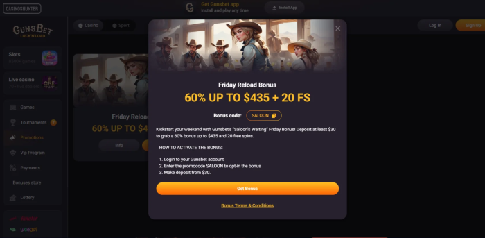 GunsBet Casino Friday Reload Bonus